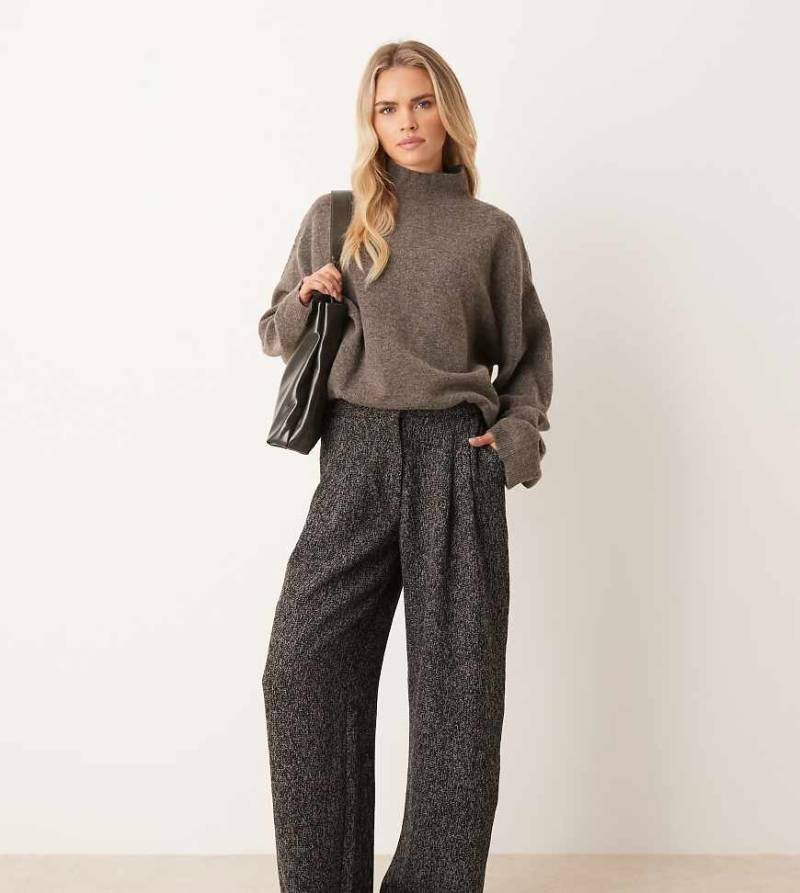 JDY Petite - Weit geschnittene Hose aus Bouclé Schwarz von JDY Petite