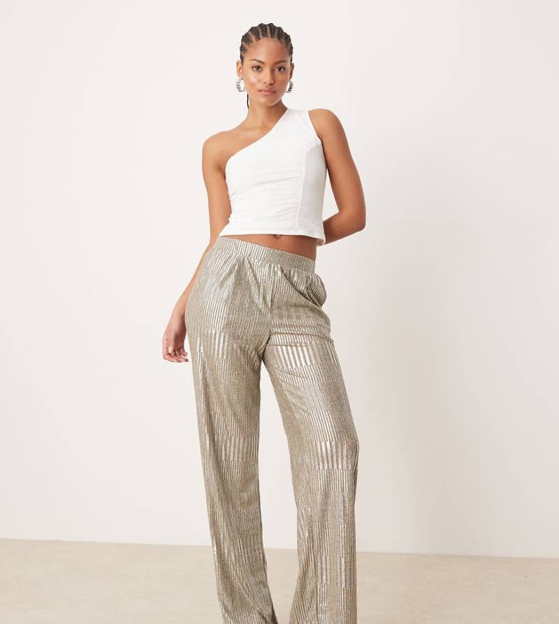 JDY Tall - Gerippte Hose in Silber mit weitem Bein JDY Tall - Gerippte Hose in Silber mit weitem Bein von JDY Tall