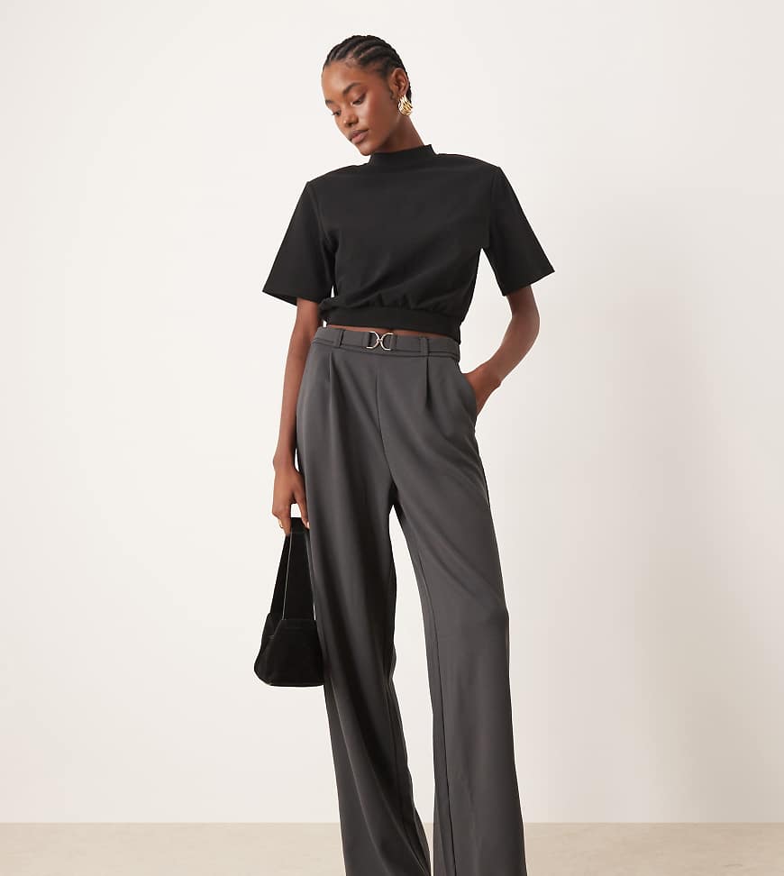 JDY Tall - Hose in Dunkelgrau mit weitem Bein und Gürtel von JDY Tall