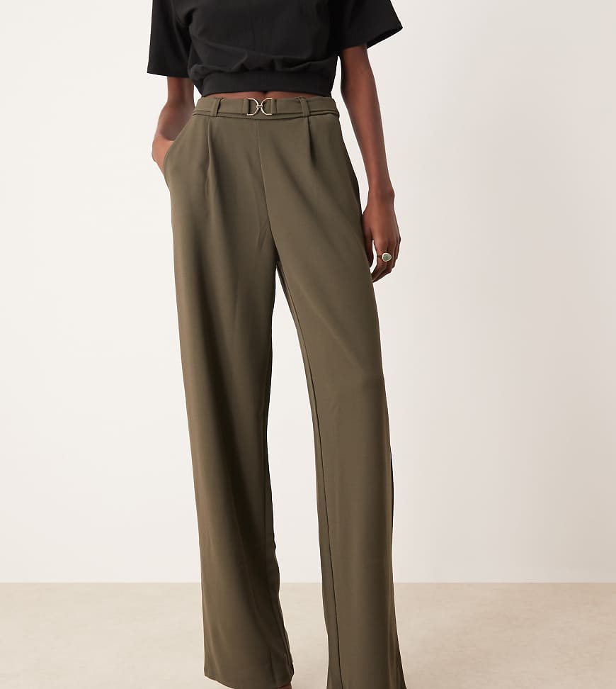 JDY Tall - Hose in Khaki mit weitem Bein und Gürtel-Grün von JDY Tall