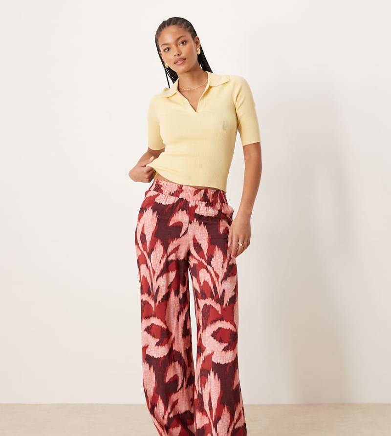 JDY Tall - Hose mit abstraktem Muster und weitem Bein-Rosa von JDY Tall