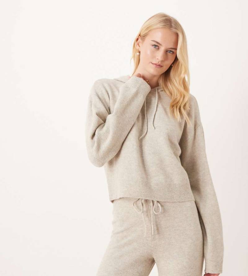 JDY Tall - Lockerer Strick-Kapuzenpullover in Cremeweiß, Kombiteil von JDY Tall