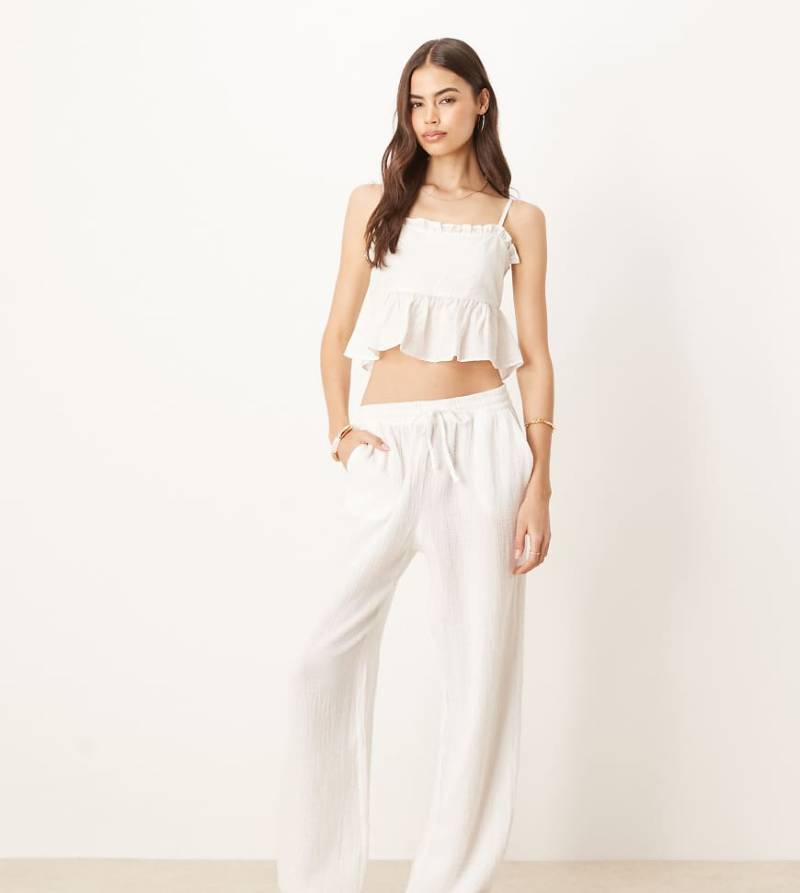 JDY Tall - Musselin-Hose in Wollweiß mit weitem Bein von JDY Tall