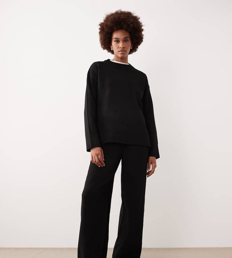 JDY Tall - Strickhose in Schwarz mit weitem Bein, Kombiteil von JDY Tall