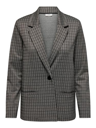 JdY Damen Karierter Langarm Blazer Eleganter Cardigan Business Jacke Mantel mit 2 Taschen JDYGEGGO, Farben:Braun, Größe:M von JdY