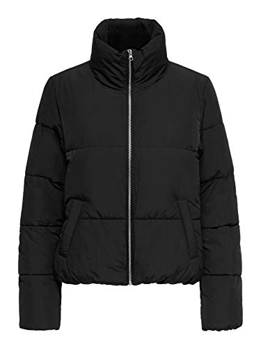 JDY Damen Short Puffer Jacke Steppjacke Stehkragen Gefüttert, Farben:Schwarz, Größe:38 von JdY