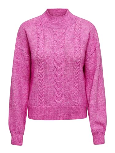 JDY Damen Strickpullover JDYSusanna fein gestrickter Pullover mit Mock-Kragen 15328351 Rose Violet Melange XL von JDY