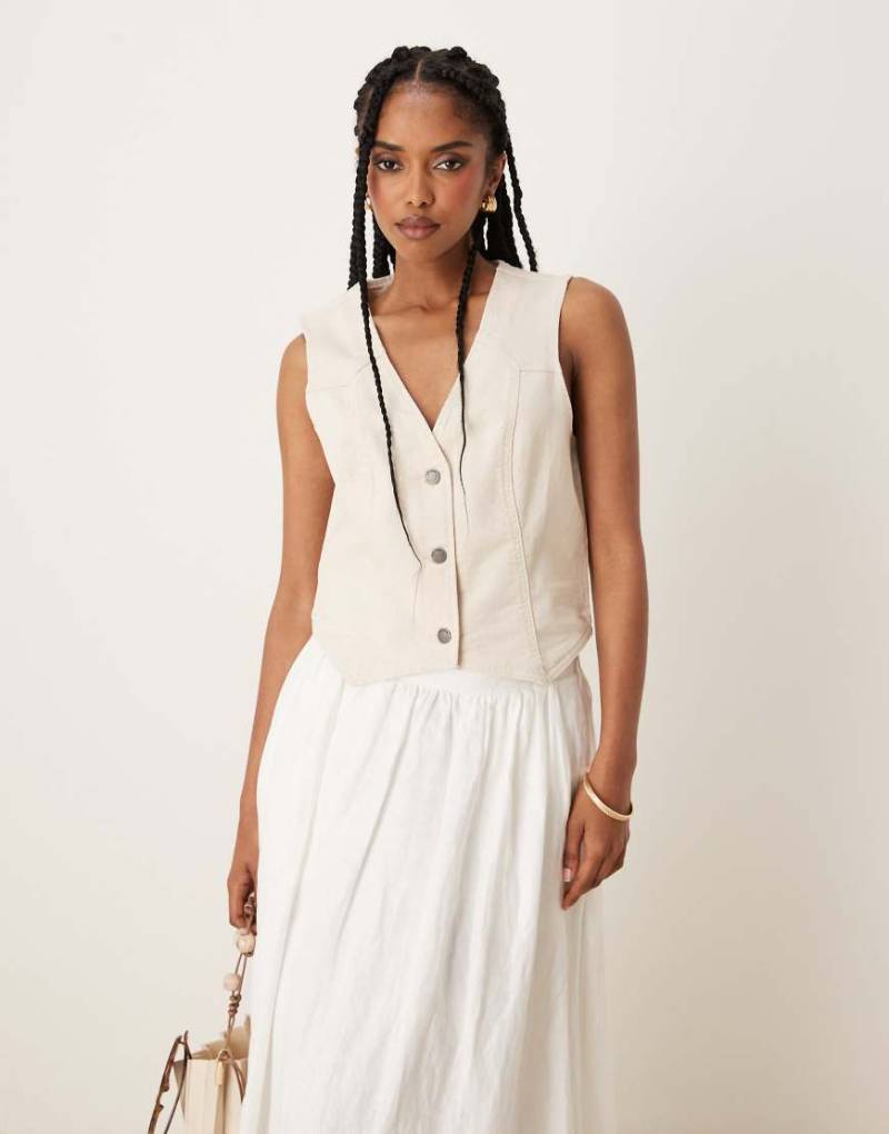 JDY - Denim-Weste in Ecru-Weiß von JDY