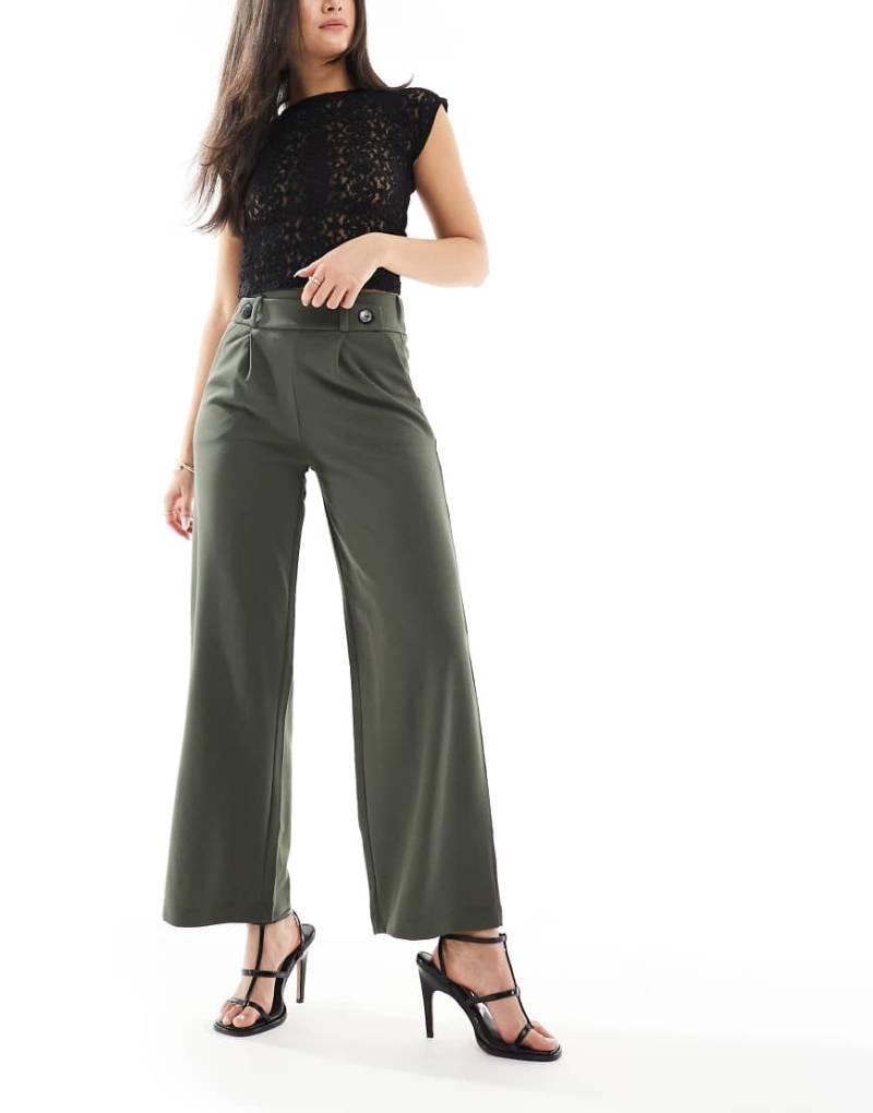 JDY - Elegante Cropped-Hose in Khaki mit hohem Bund und weitem Schnitt-Grün von JDY