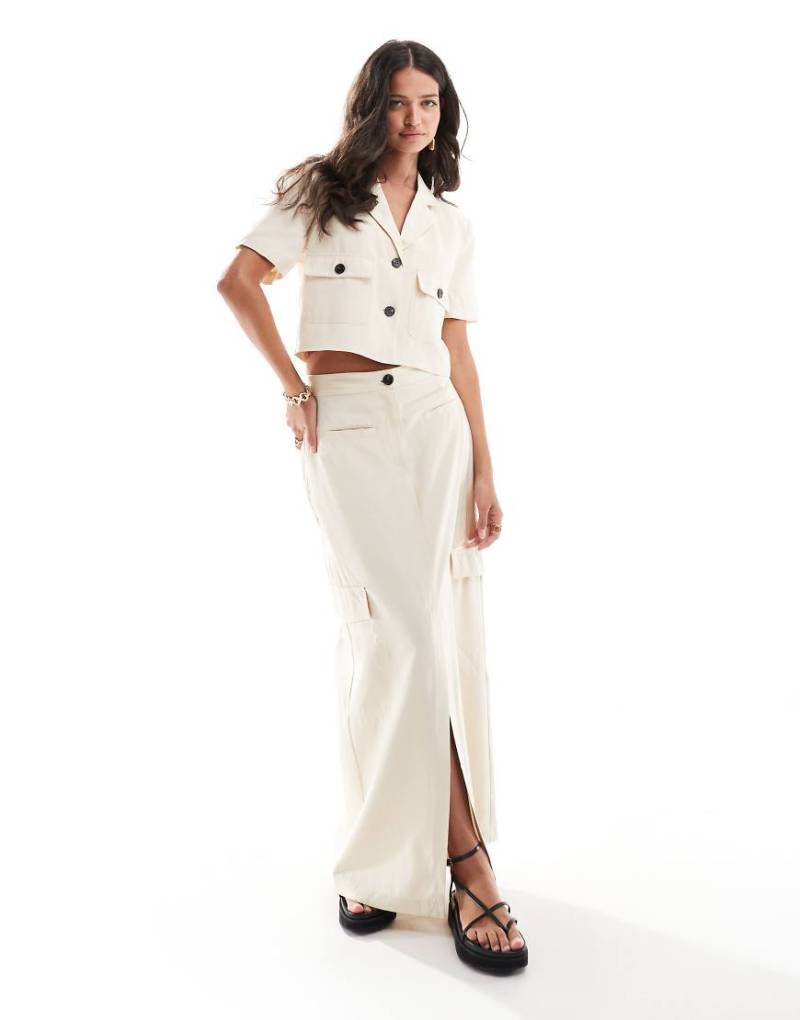 JDY - Gerade geschnittener Utility-Maxirock in Beige, Kombiteil-Neutral von JDY