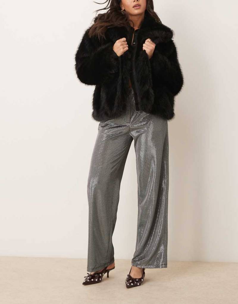 JDY - Gerippte Hose in Silber mit weitem Bein von JDY