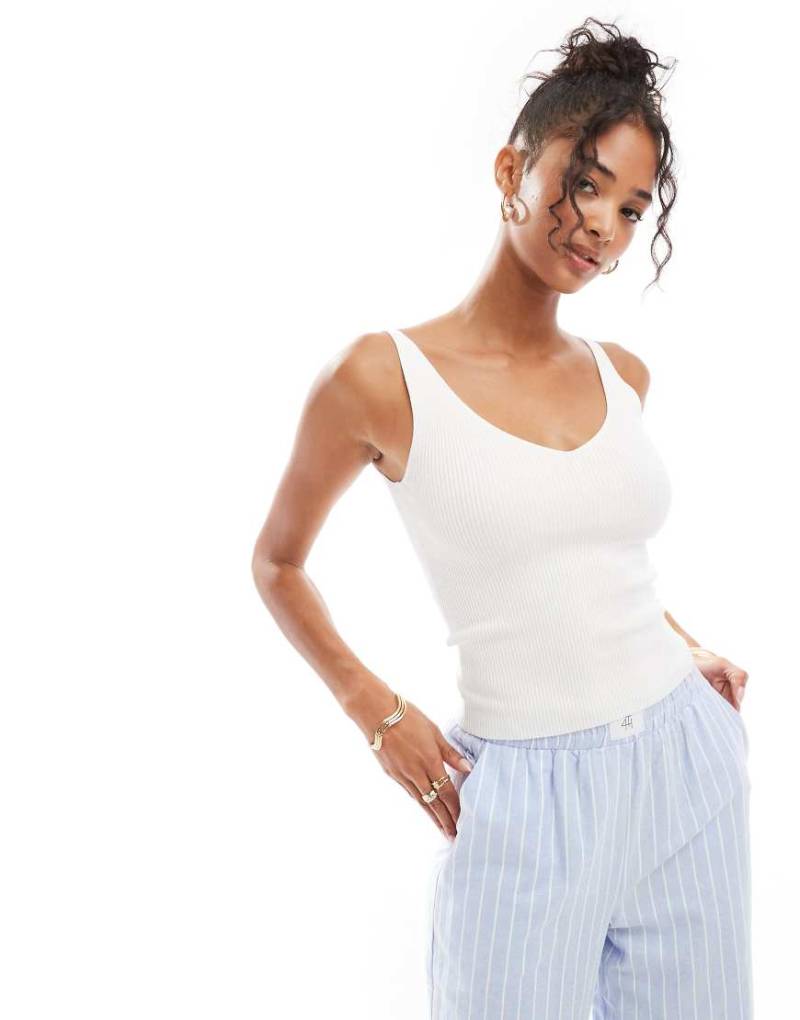 JDY - Geripptes Tanktop in Creme-Weiß von JDY