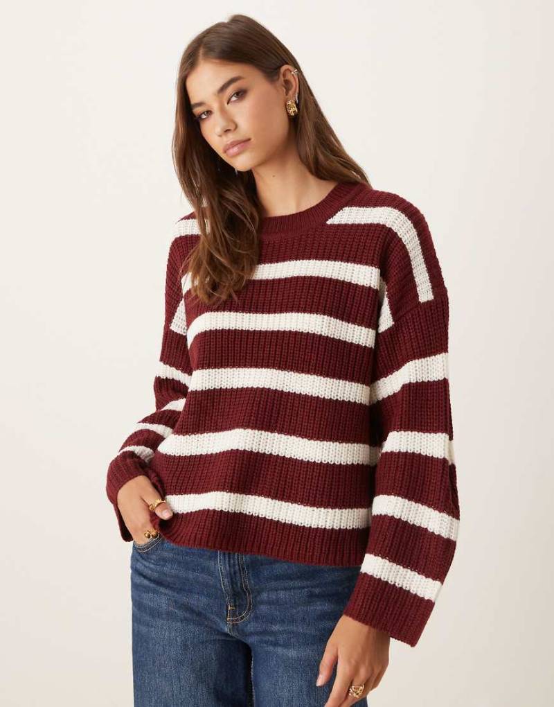 JDY - Grobstrickpullover in Burgunderrot von JDY