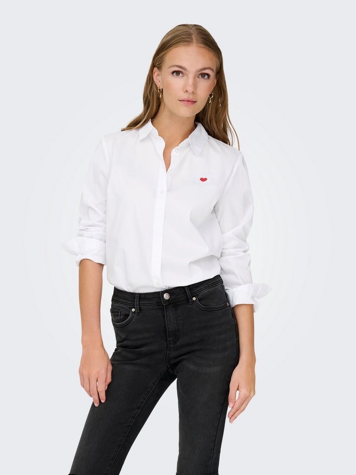JDY Hemdbluse JDYMIO L/S EMBROIDERY SHIRT WVN NOOS in klassischer Form mit kleiner Bruststickerei von JDY