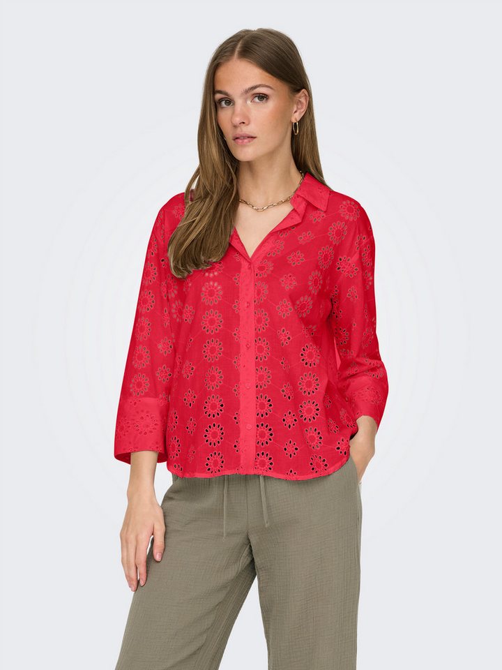 JDY Hemdbluse JDYTALLIE 3/4 LONG SHIRT WVN NOOS mit Lochstickerei-Detail von JDY