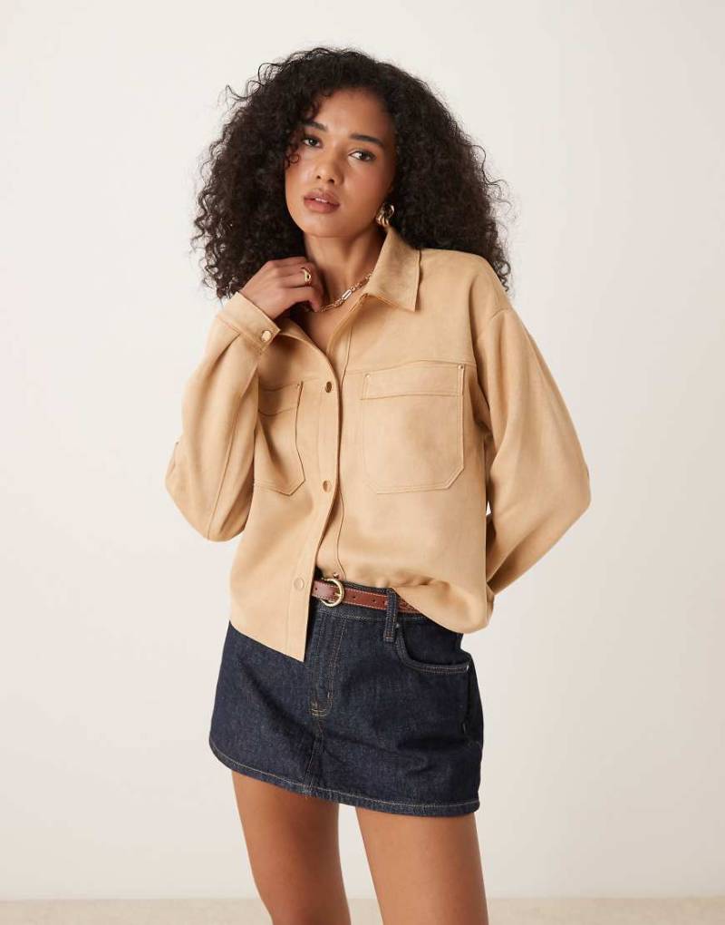 JDY - Hemdjacke in Beige aus Kunstwildleder-Neutral von JDY