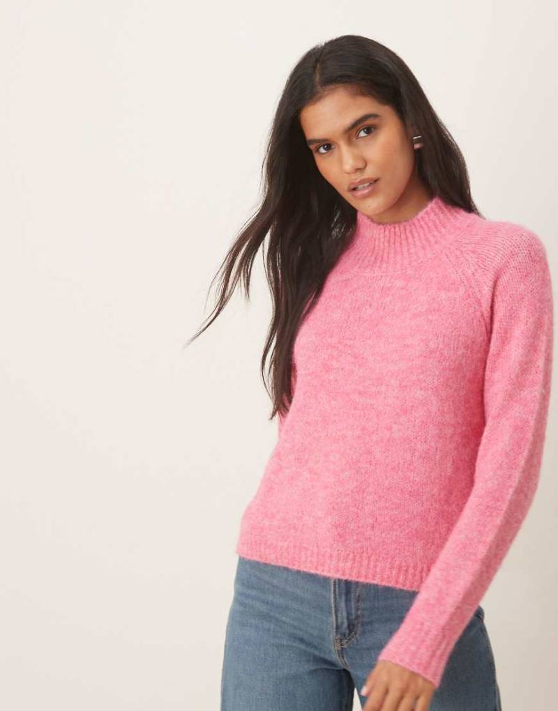 JDY - Hochgeschlossener, strukturierter Strickpullover in Rosa von JDY
