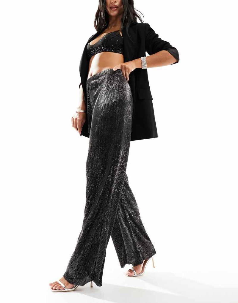 JDY - Hose in Glitzerschwarz mit weitem Bein von JDY