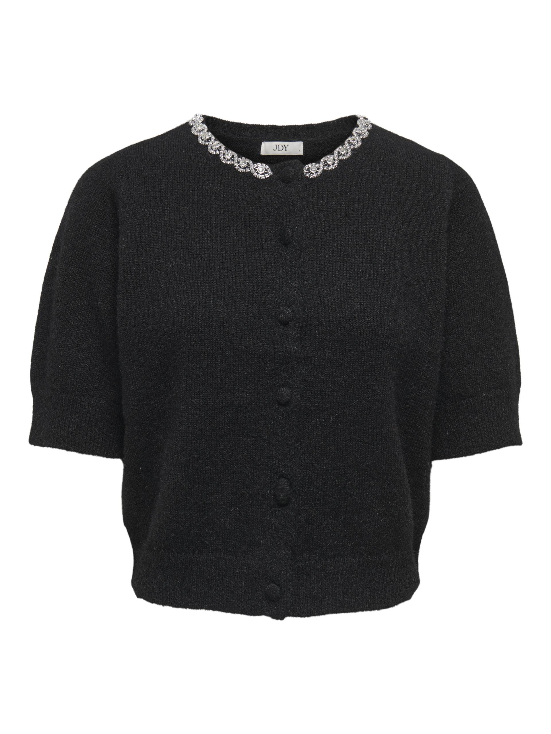 JDY - JDYALVA LIFE 2/4 EMBEL CARDIGAN KNT NOOS black - Gr. - XS von JDY