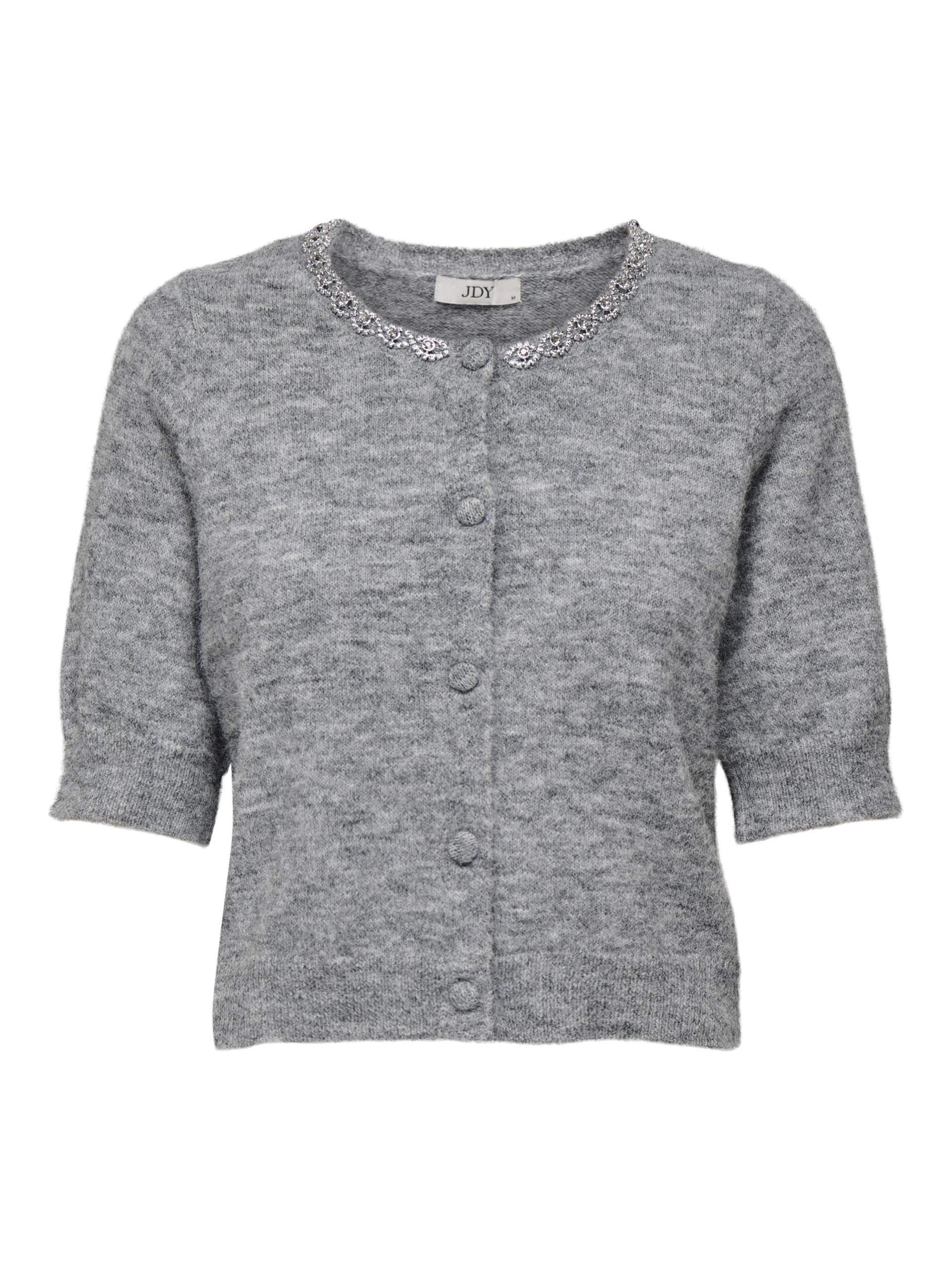 JDY - JDYALVA LIFE 2/4 EMBEL CARDIGAN KNT NOOS medium grey melange - Gr. - M von JDY