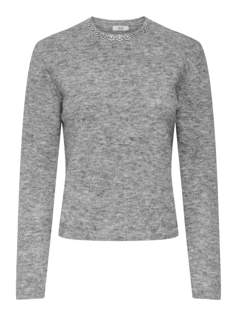 JDY - JDYALVA LIFE L/S EMBELLISH PULLOVER KNT medium grey melange - Gr. - S von JDY