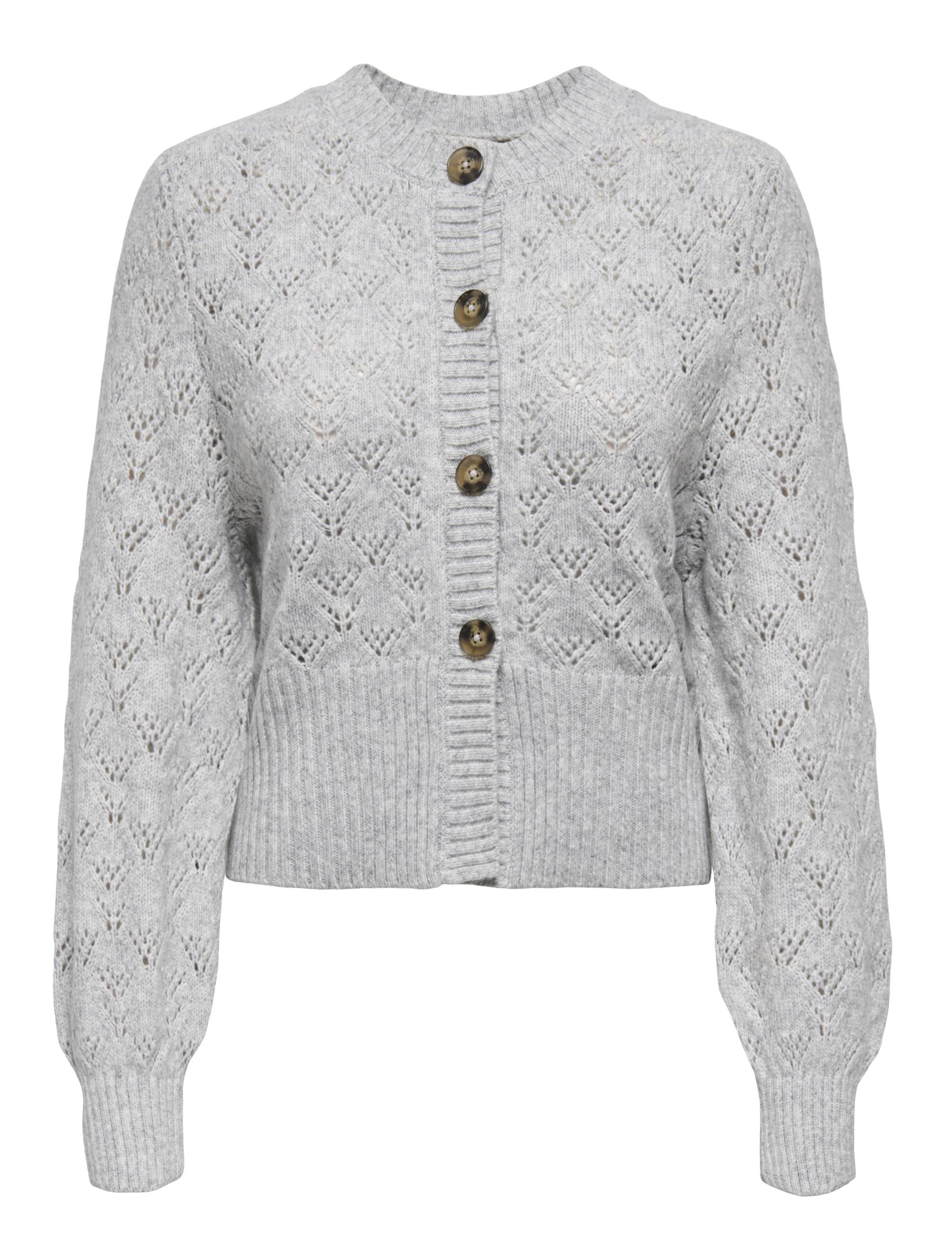 JDY - JDYAMANDA LIFE L/S O-NECK REV. CARDI KNT light grey melange - Gr. - L von JDY