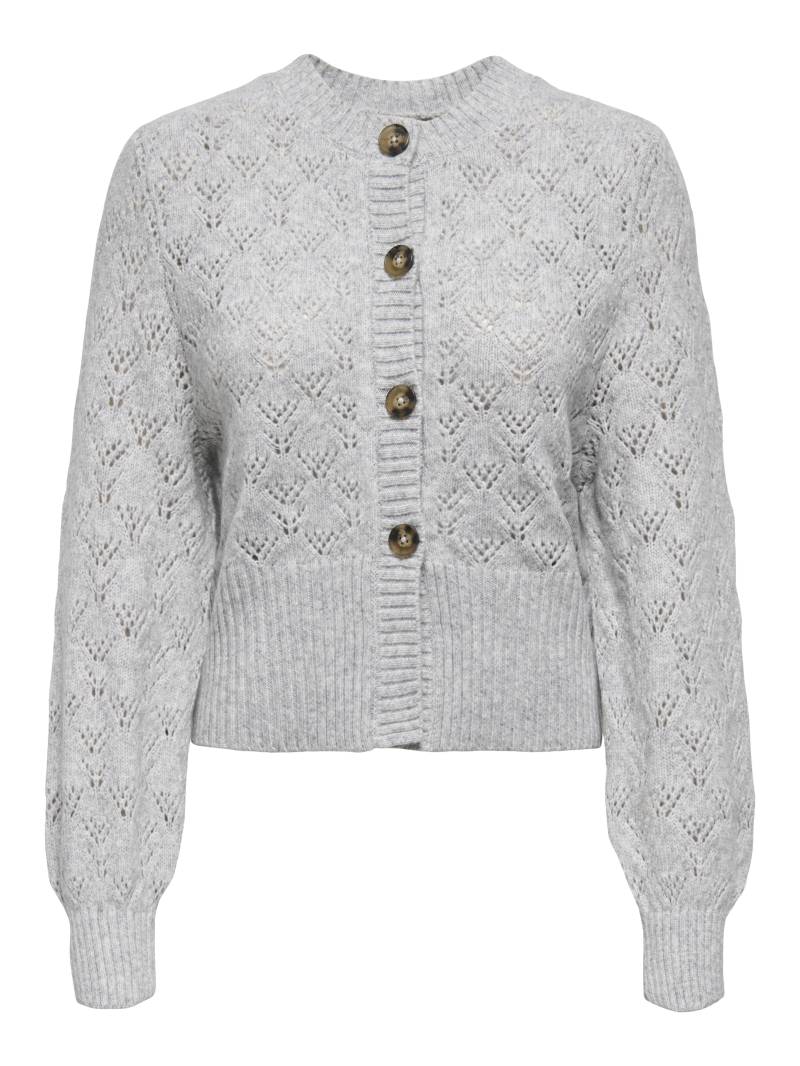 JDY - JDYAMANDA LIFE L/S O-NECK REV. CARDI KNT light grey melange - Gr. - L von JDY