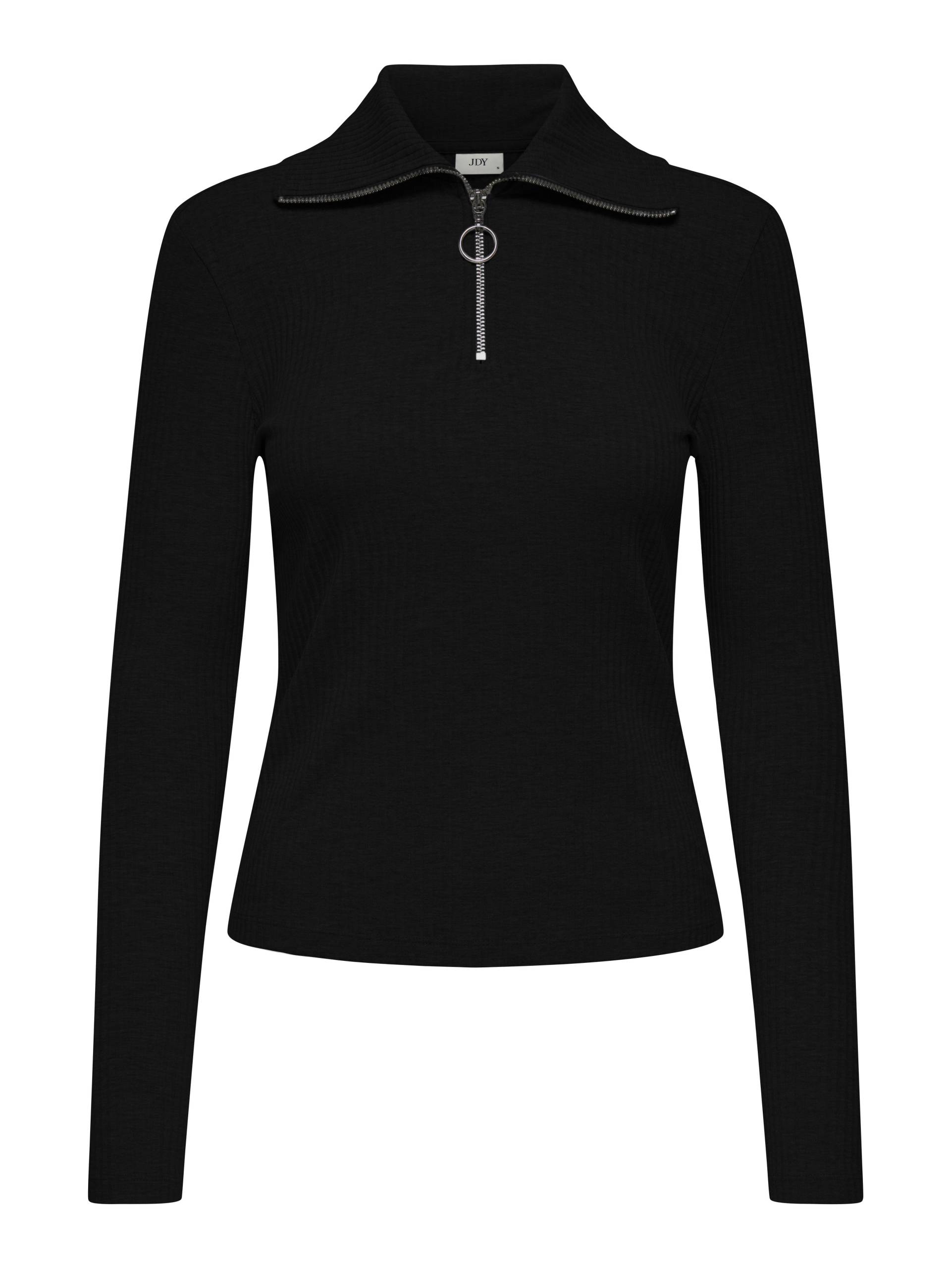 JDY - JDYEFFI L/S HALF ZIP TOP JRS black - Gr. - M von JDY
