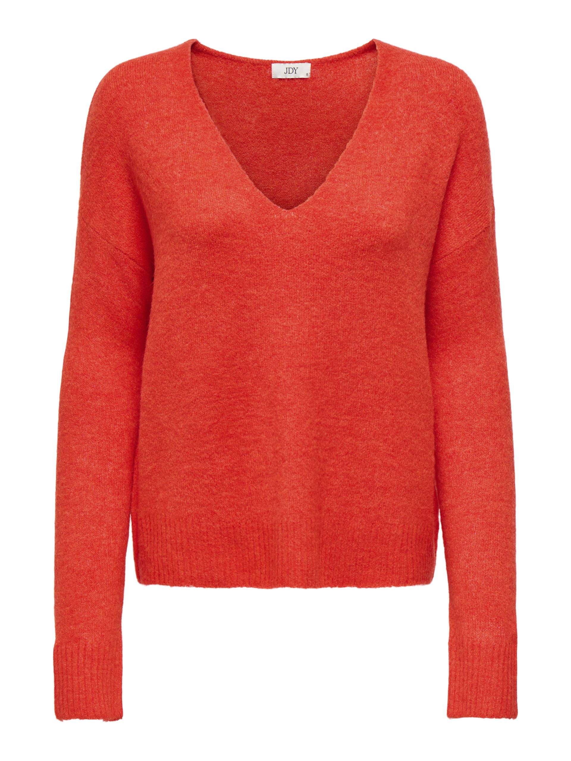 JDY - JDYELANORA L/S V-NECK PULLO. KNT NOOS orange.com - Gr. - S von JDY