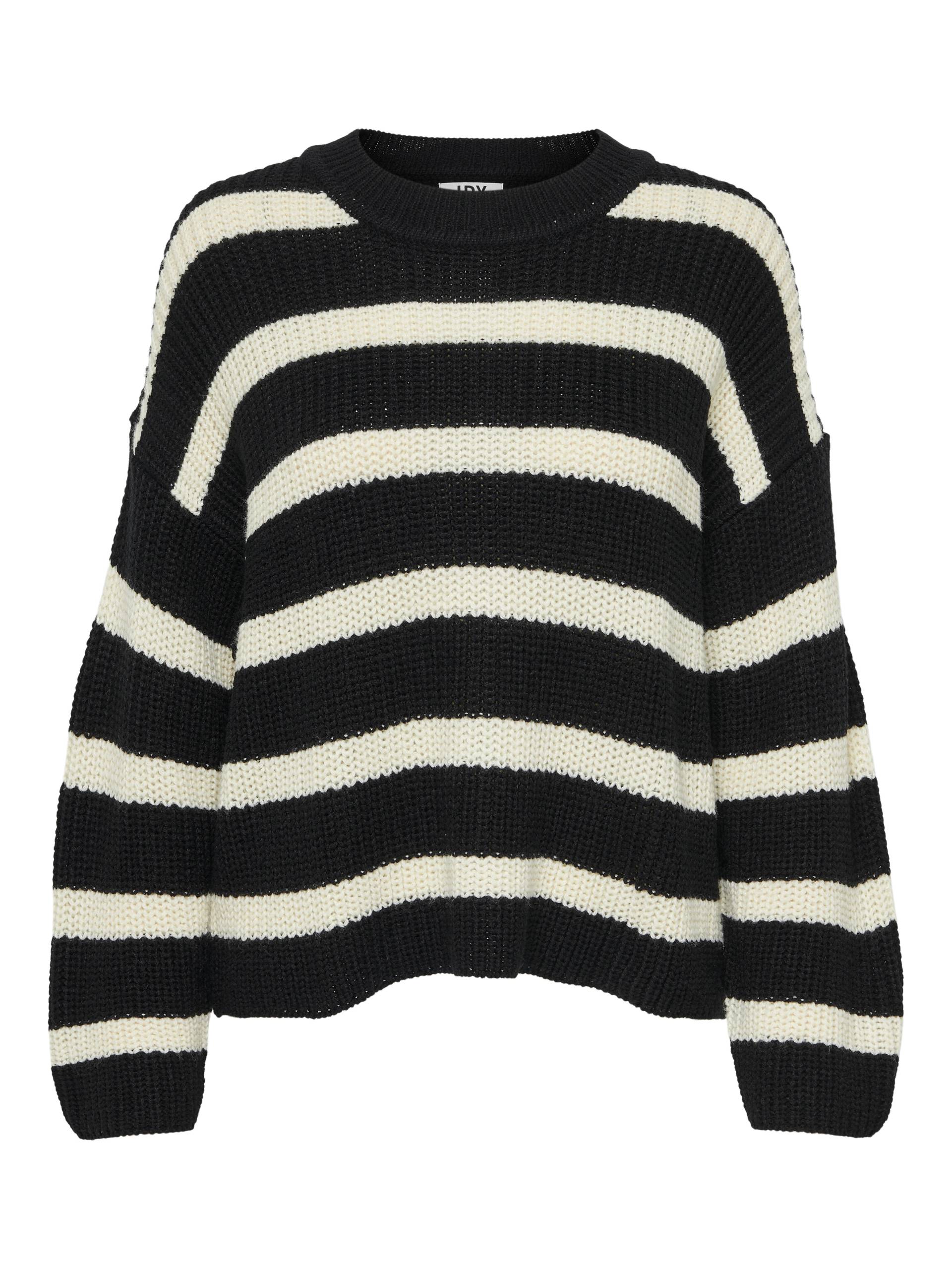 JDY - JDYJUSTY L/S STRIPE PULLOVER KNT NOOS black - Gr. - L von JDY