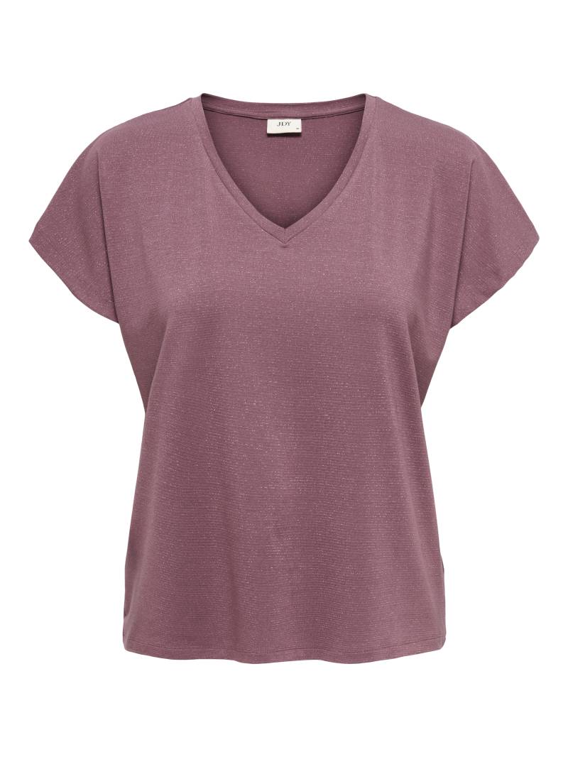JDY - JDYKAISER S/S GLITTER V-NECK TOP JRS DIA rose brown - Gr. - M von JDY