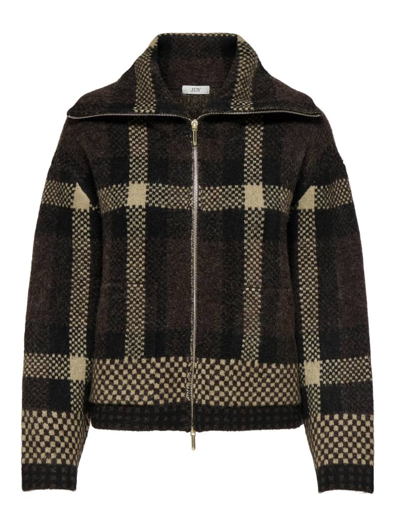 JDY - JDYPHOENIX L/S 2 WAY ZIP JACQ CARDI KNT chocolate torte - Gr. - XL von JDY