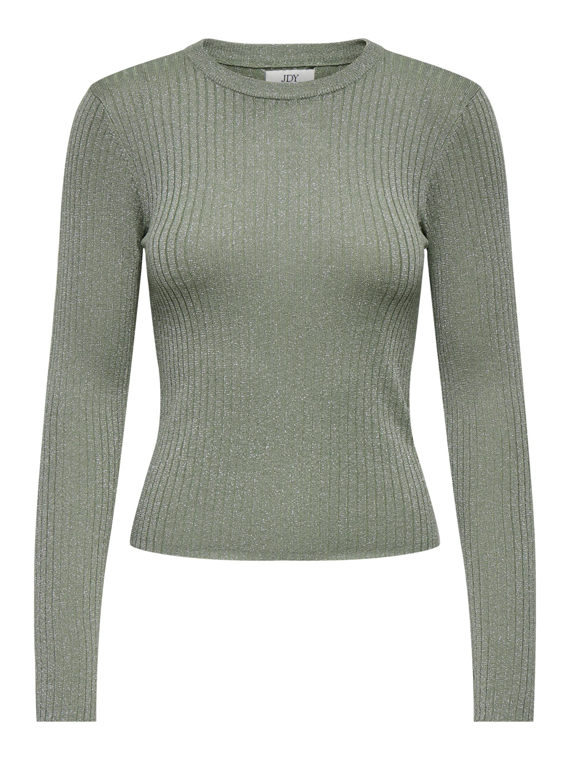 JDY - JDYPLUM LUREX L/S O-NECK PULLOVER KNT hedge green - Gr. - L von JDY
