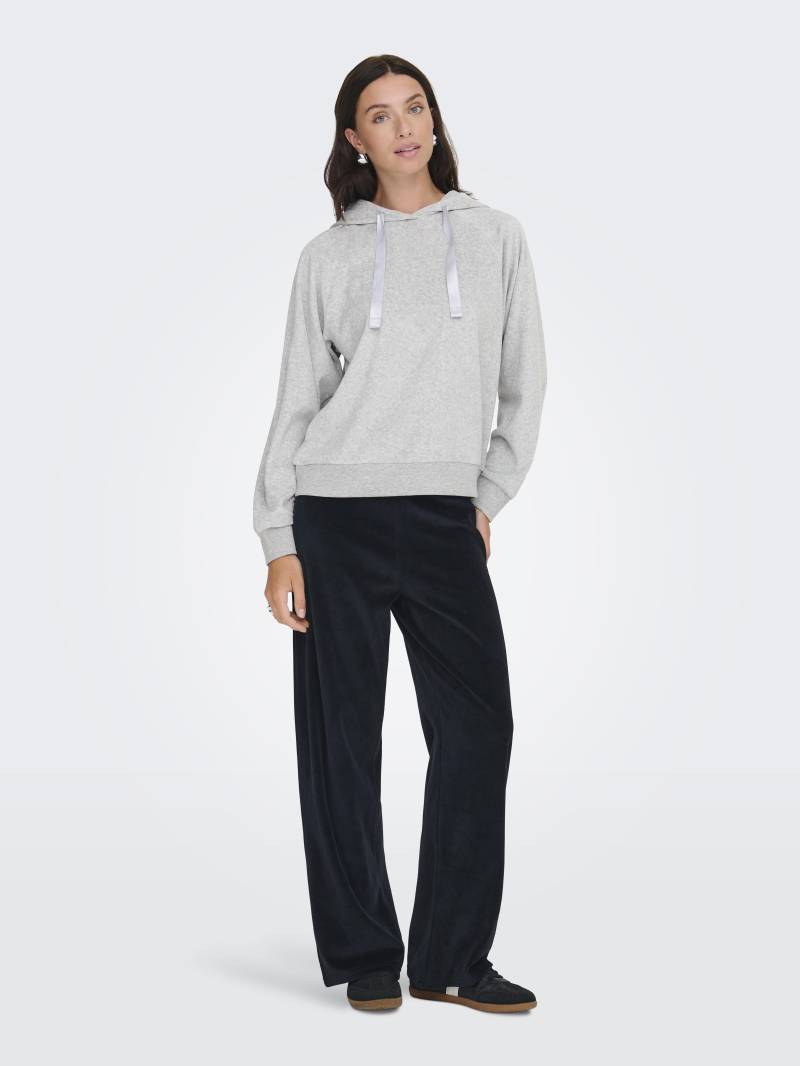 JDY - JDYVIDA L/S VELVET HOODIE TOP JRS DIA light grey melange - Gr. - L von JDY