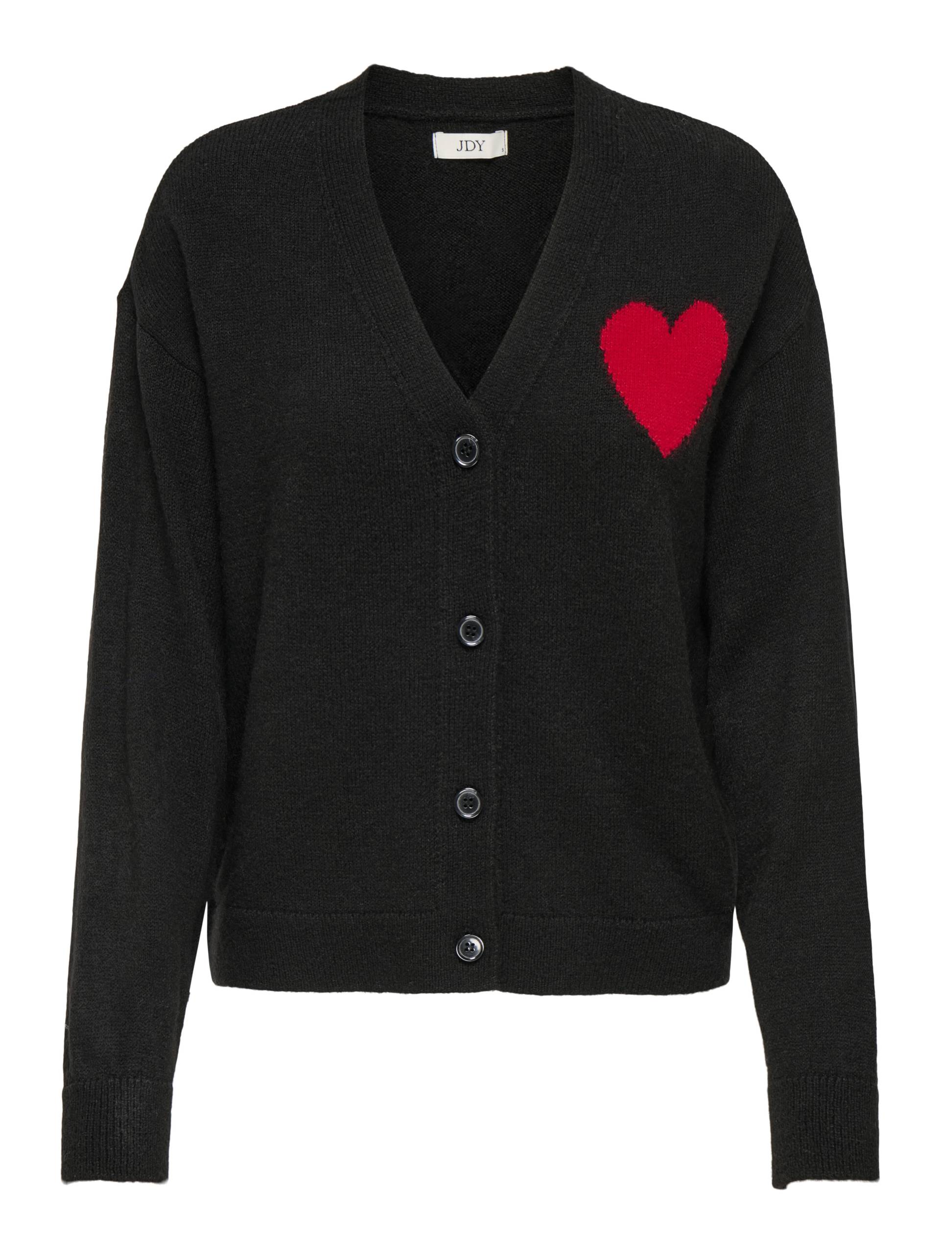 JDY - JDYVITTORIA L/S HEART CARDIGAN KNT black - Gr. - M von JDY