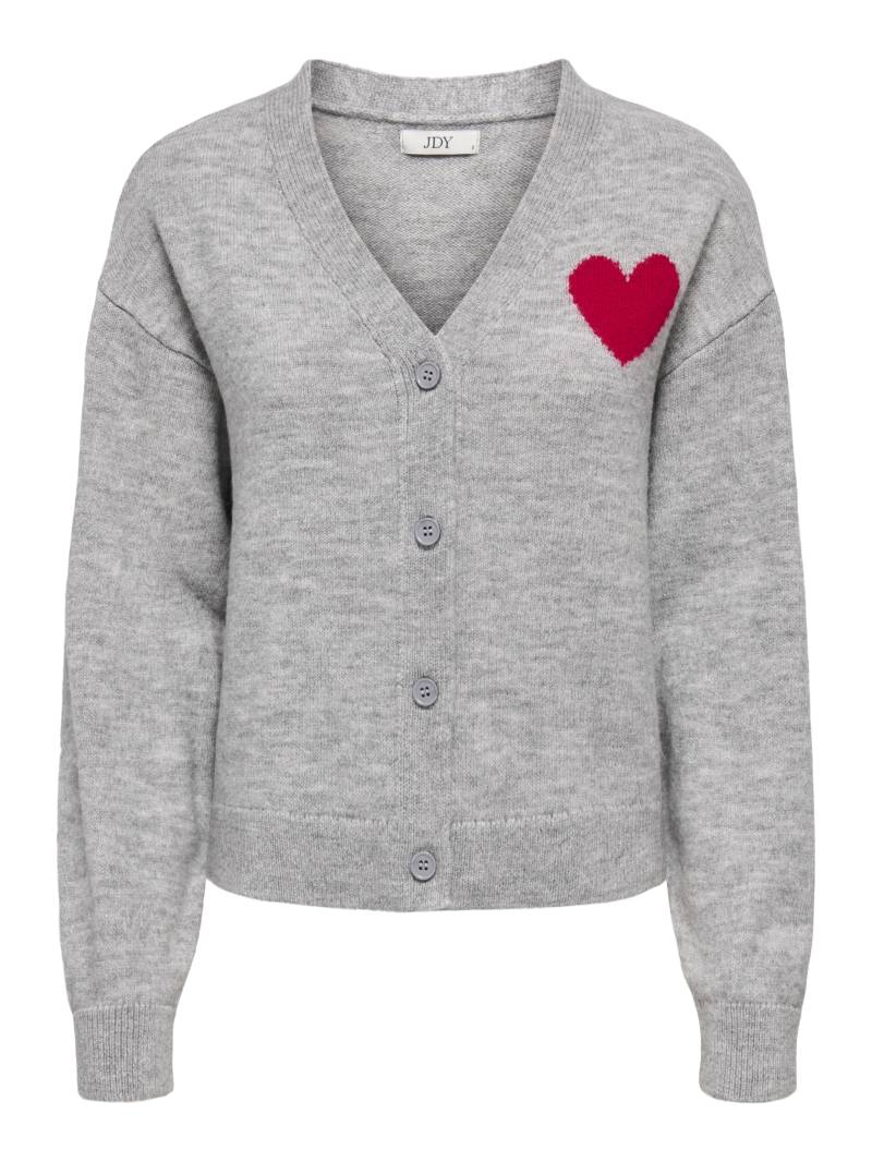 JDY - JDYVITTORIA L/S HEART CARDIGAN KNT light grey melange - Gr. - XS von JDY