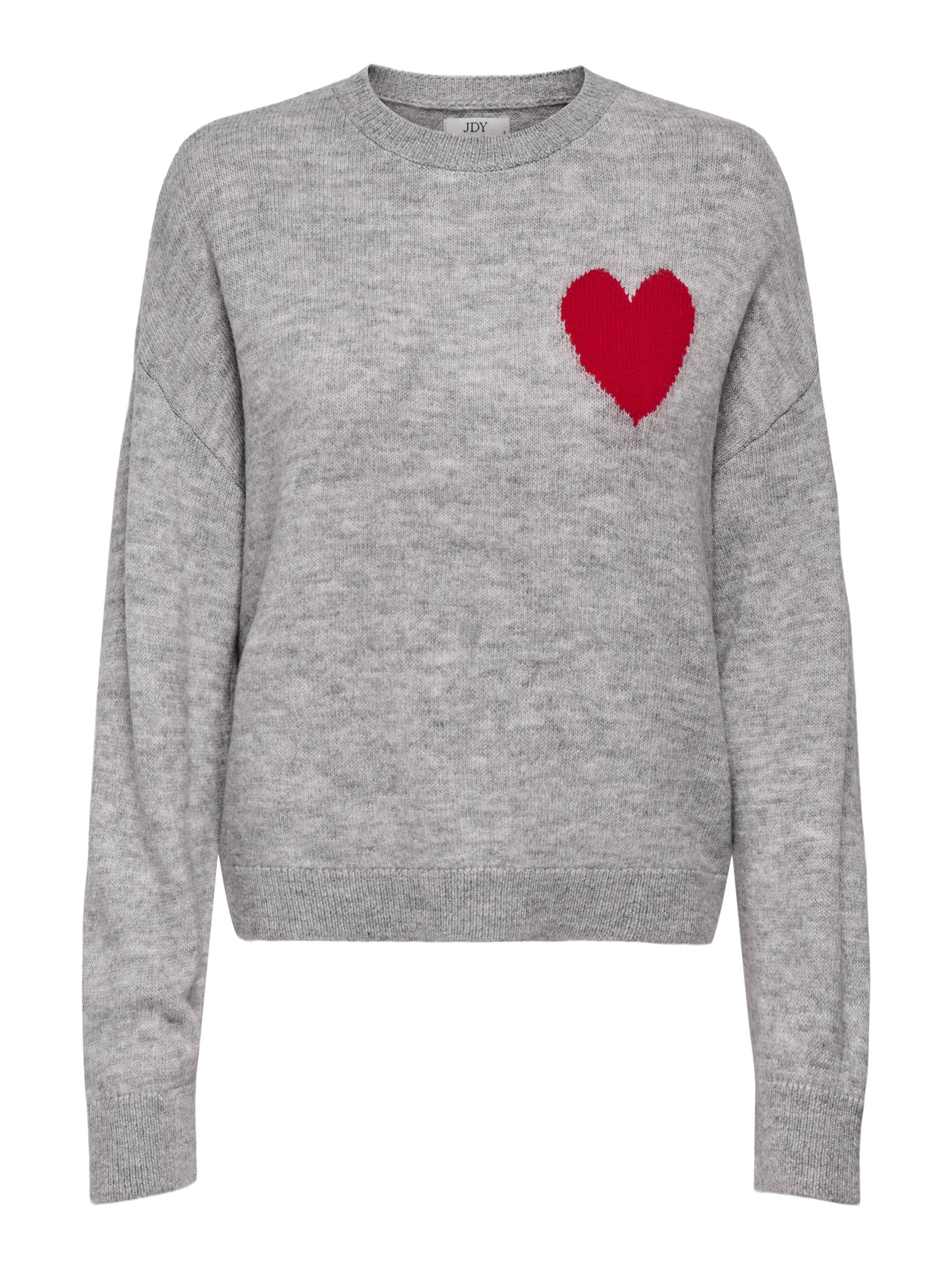 JDY - JDYVITTORIA L/S HEART PULLOVER KNT light grey melange - Gr. - XS von JDY
