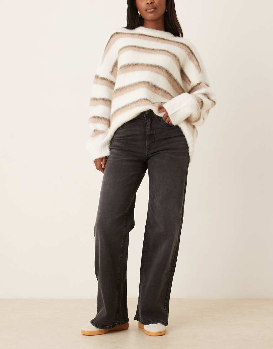 JDY - Jeans in Dunkelgrau mit weitem Schnitt und hohem Bund von JDY