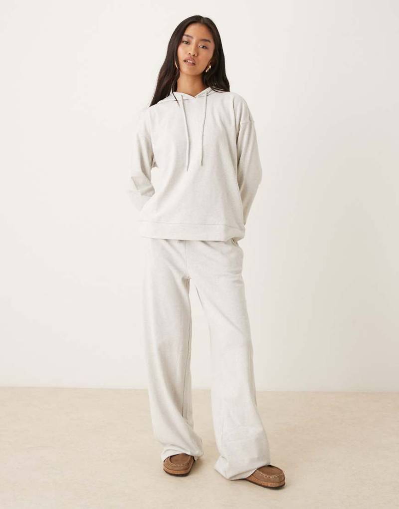 JDY - Sweat-Jogginghose in Hellgrau mit weitem Bein, Kombiteil-Neutral von JDY