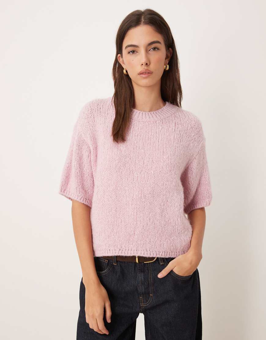 JDY - Kurzärmliger Pullover aus Strick in Hellrosa von JDY