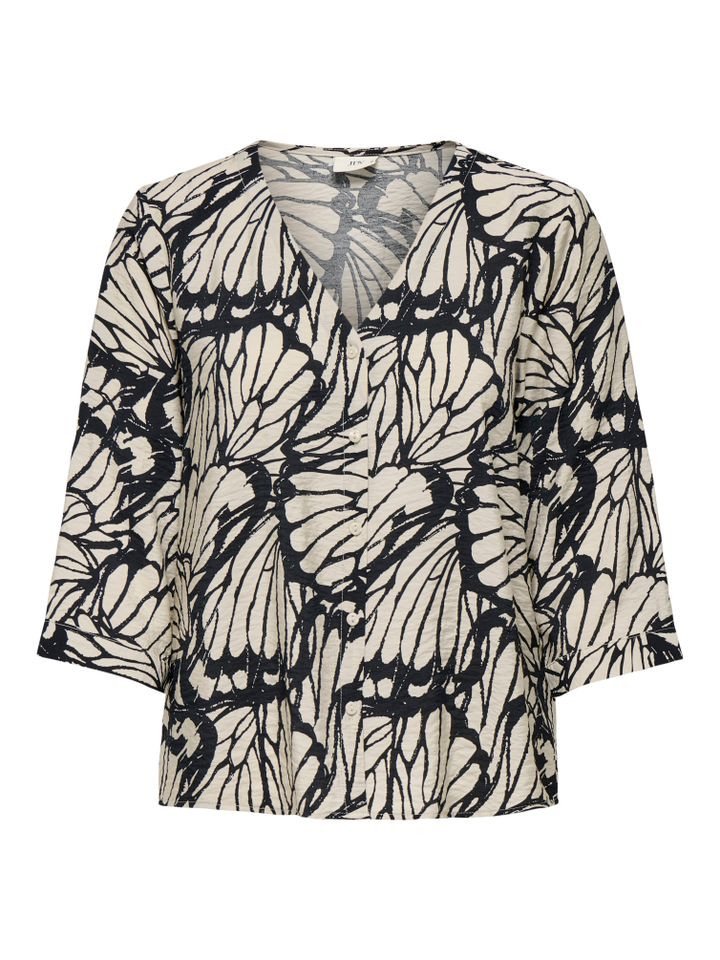 pieces Kurzarmbluse - Hemdbluse mit 3/4-Arm in sommerlichem Muster von pieces