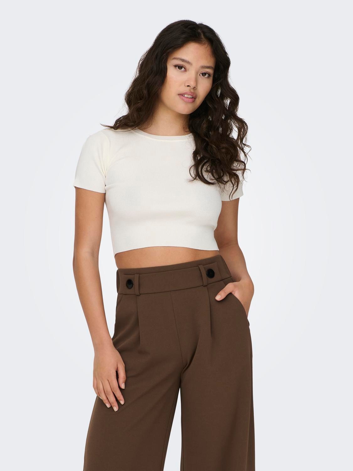 JDY Kurzarmpullover "JDYCIRKELINE S/S CROP TOP KNT NOOS" von JDY