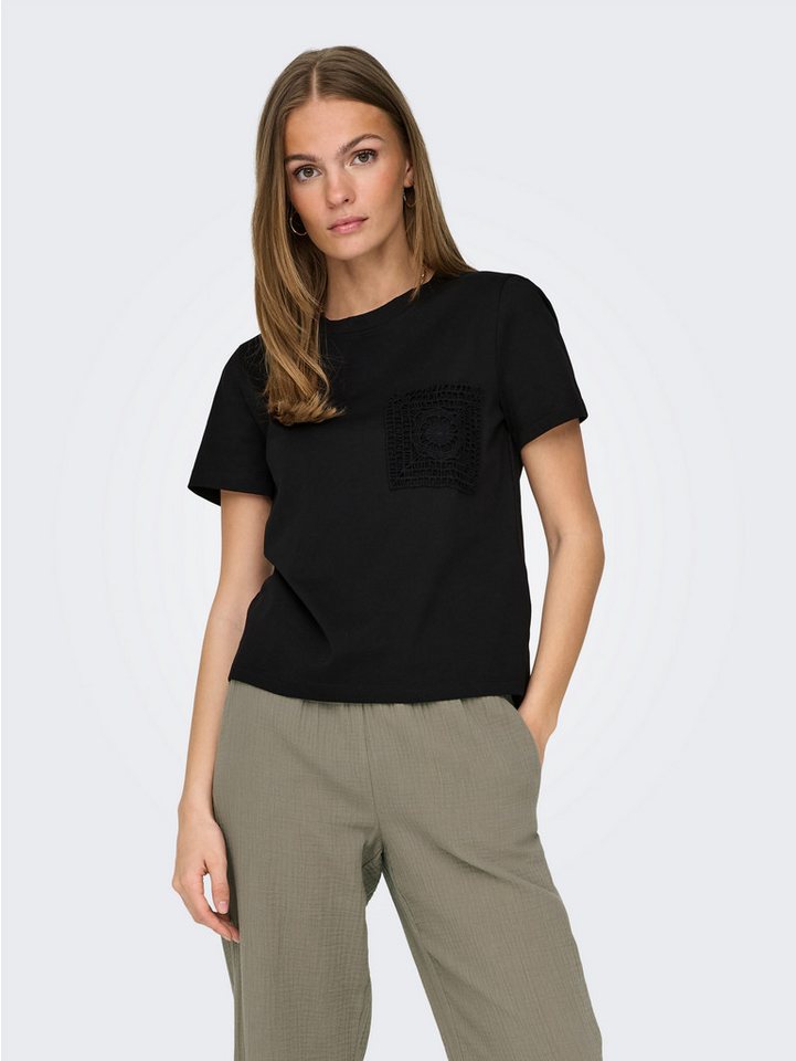 JDY Kurzarmshirt JDYSELMA S/S CROCHET POCKET TOP JRS NOOS von JDY