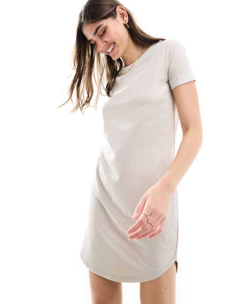 JDY - Kurzes T-Shirt-Kleid in Steinbeige-Neutral von JDY