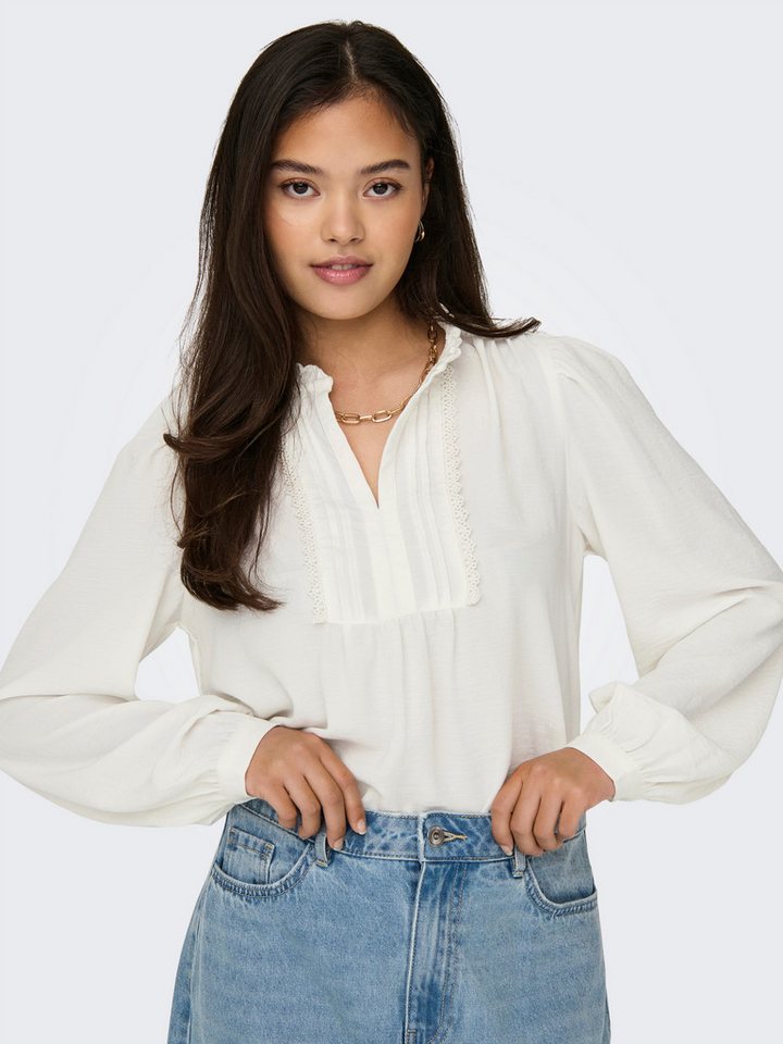JDY Langarmbluse JDYRACHEL LIFE L/S PINTUCK TOP WVN NOOS im romantischen Look mit Spitzenbordüre von JDY