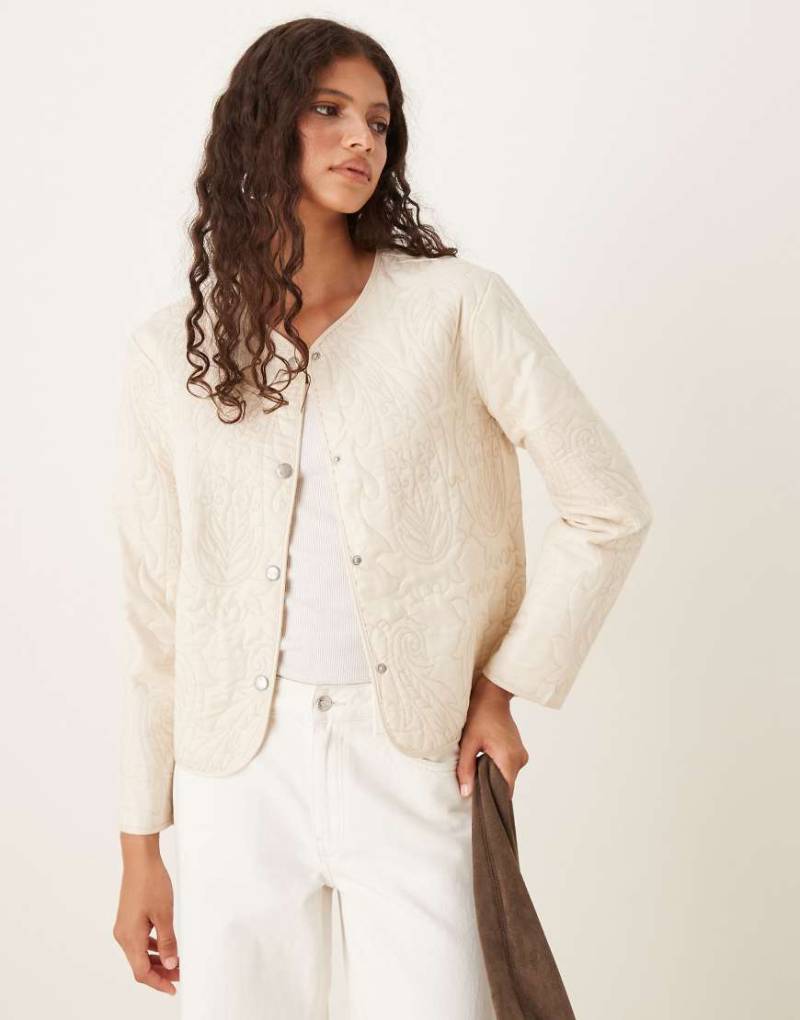 JDY - Leichte bestickte Jacke in Beige-Neutral von JDY
