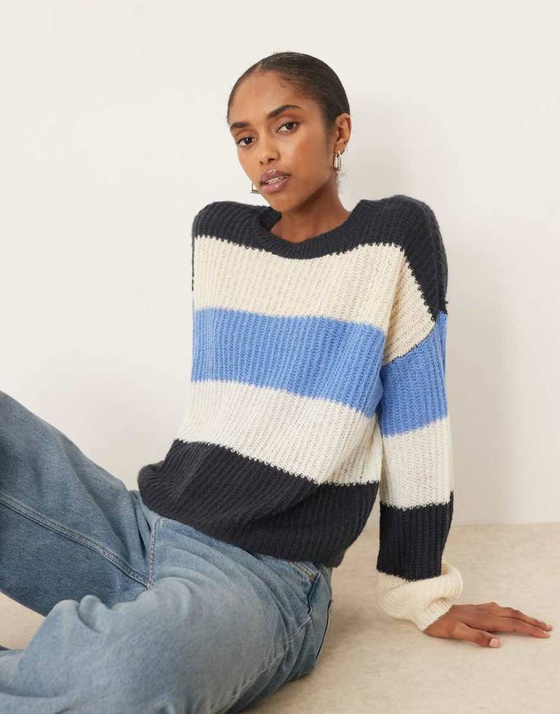 JDY - Strickpullover mit Streifen in Blau und Creme-Marineblau von JDY
