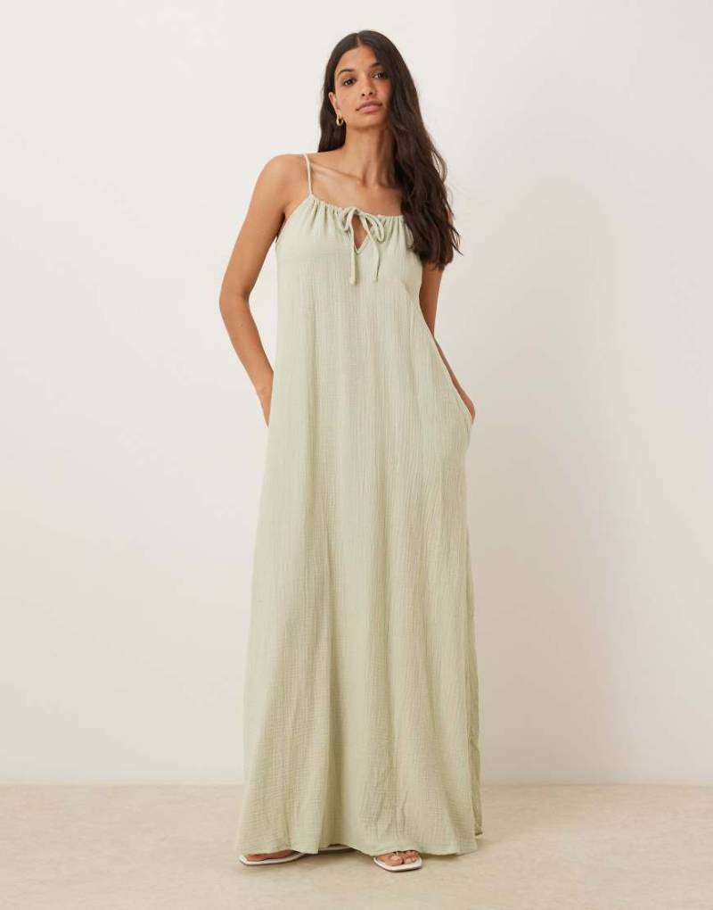 JDY - Maxikleid aus Musselin in Salbeigrün von JDY