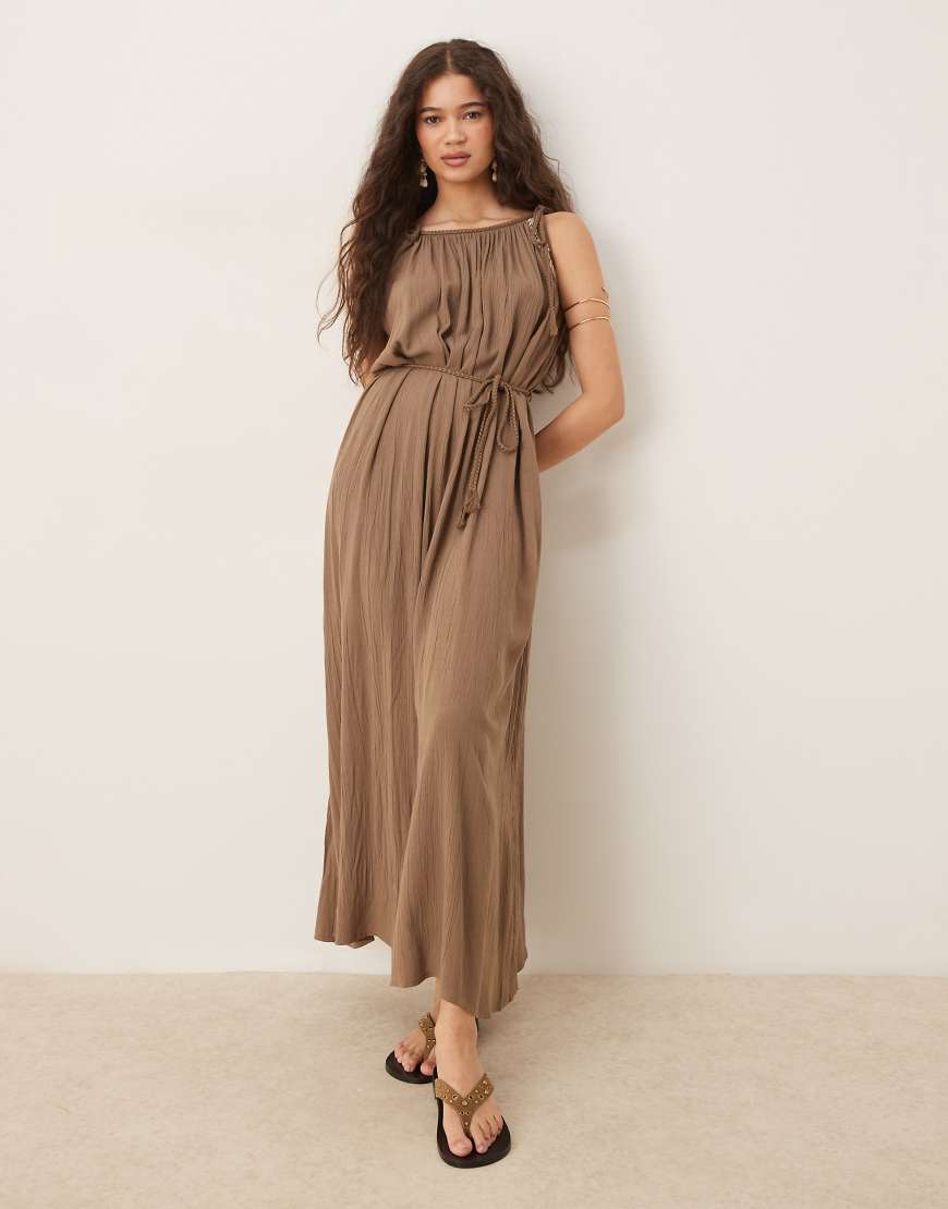 JDY - Maxikleid in Beige mit Riemchenträgern und Bindedetail-Neutral von JDY
