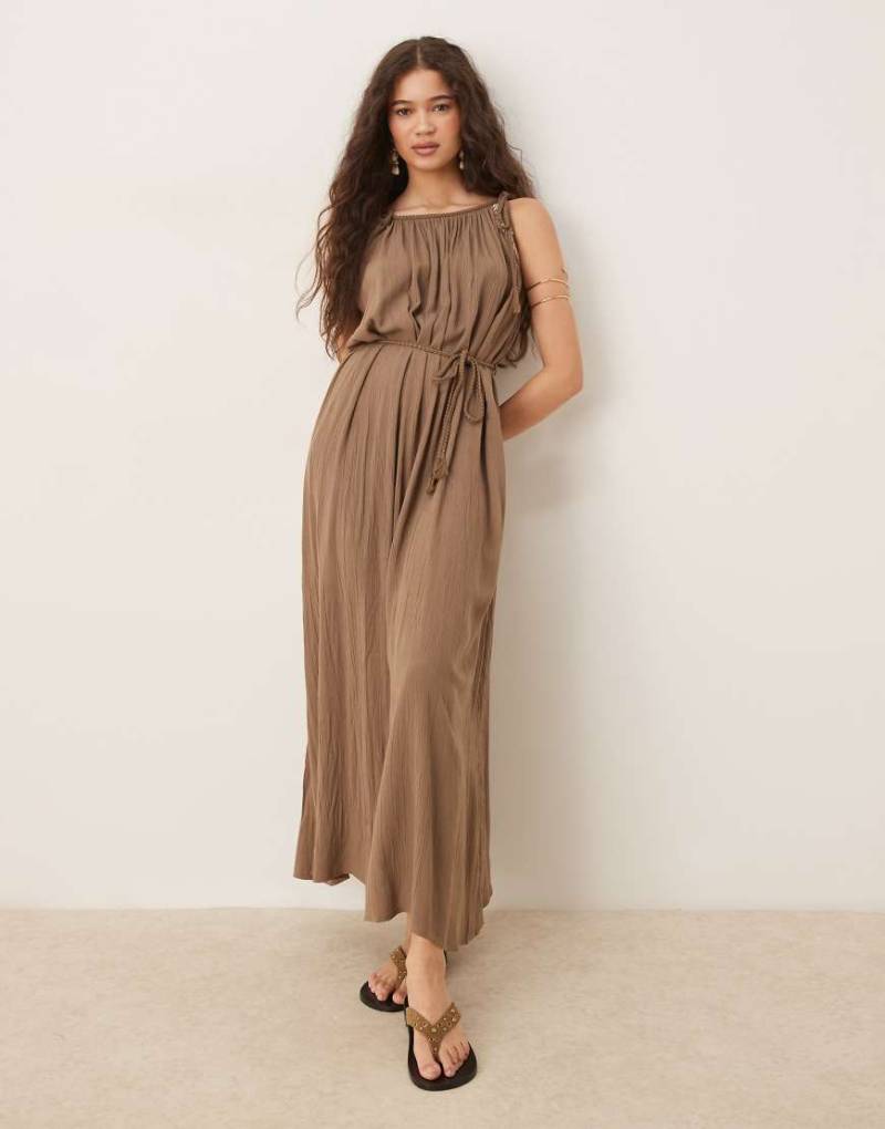 JDY - Maxikleid in Beige mit Riemchenträgern und Bindedetail-Neutral von JDY